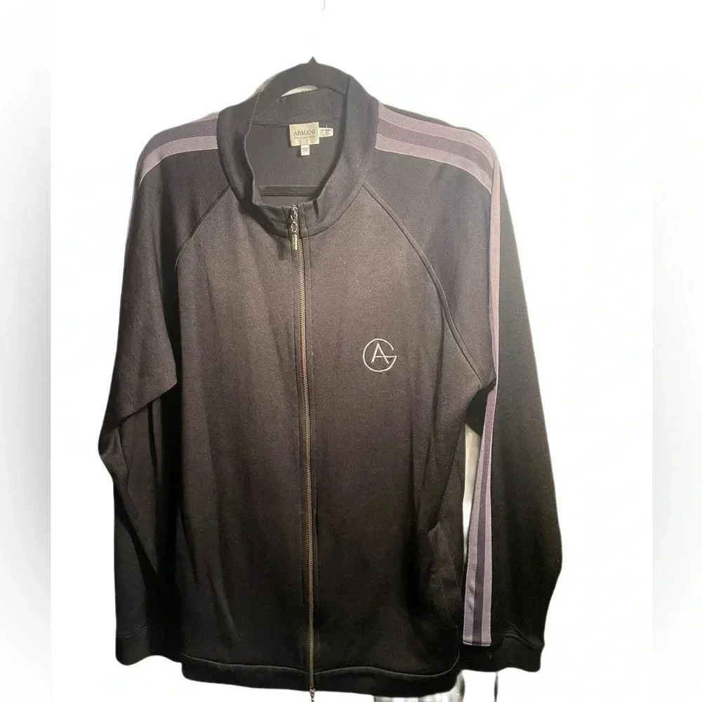 Vintage Armani Collezioni casual cottonpoly full zip longsleeve track jacket L